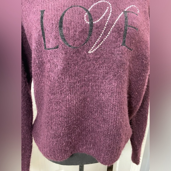 Plum purple Victoria’s Secret love bling crystal off shoulder sweater - Picture 4 of 10